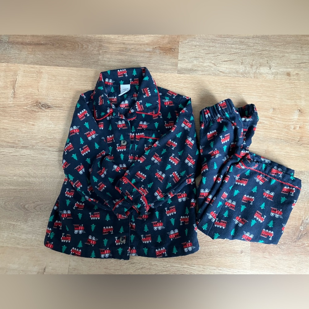 2T Janie and Jack train pajama PJ set